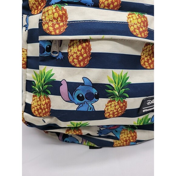 Disney Loungefly Lilo & Stitch Pineapple Large Striped Nylon Women’s Backpack - Picture 5 of 16